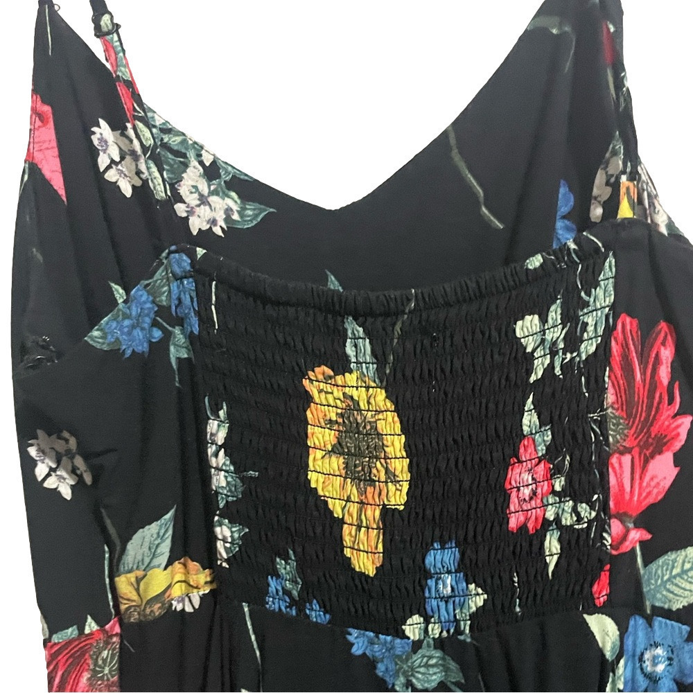 Old Navy Floral Skater Mini Dress Black Smocked Cami Medium - Picture 7 of 10